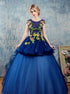 Ball Gown Scoop Short Tulle Appliques Prom Dress LBQ0499